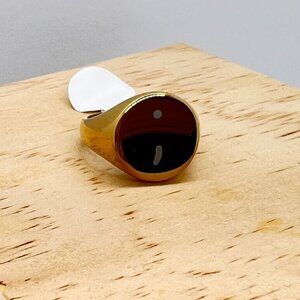 Semi Colon Signet Ring Sz 7 IP Gold Plated